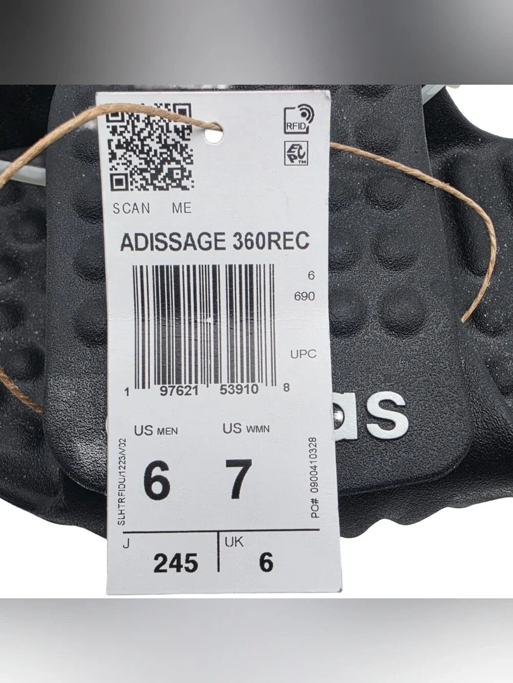 Adidas Adissage 360Rec Recovery Slides Black White 6M, 7W